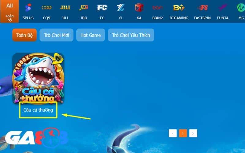 Tìm và chọn tựa game Câu Cá Thưởng